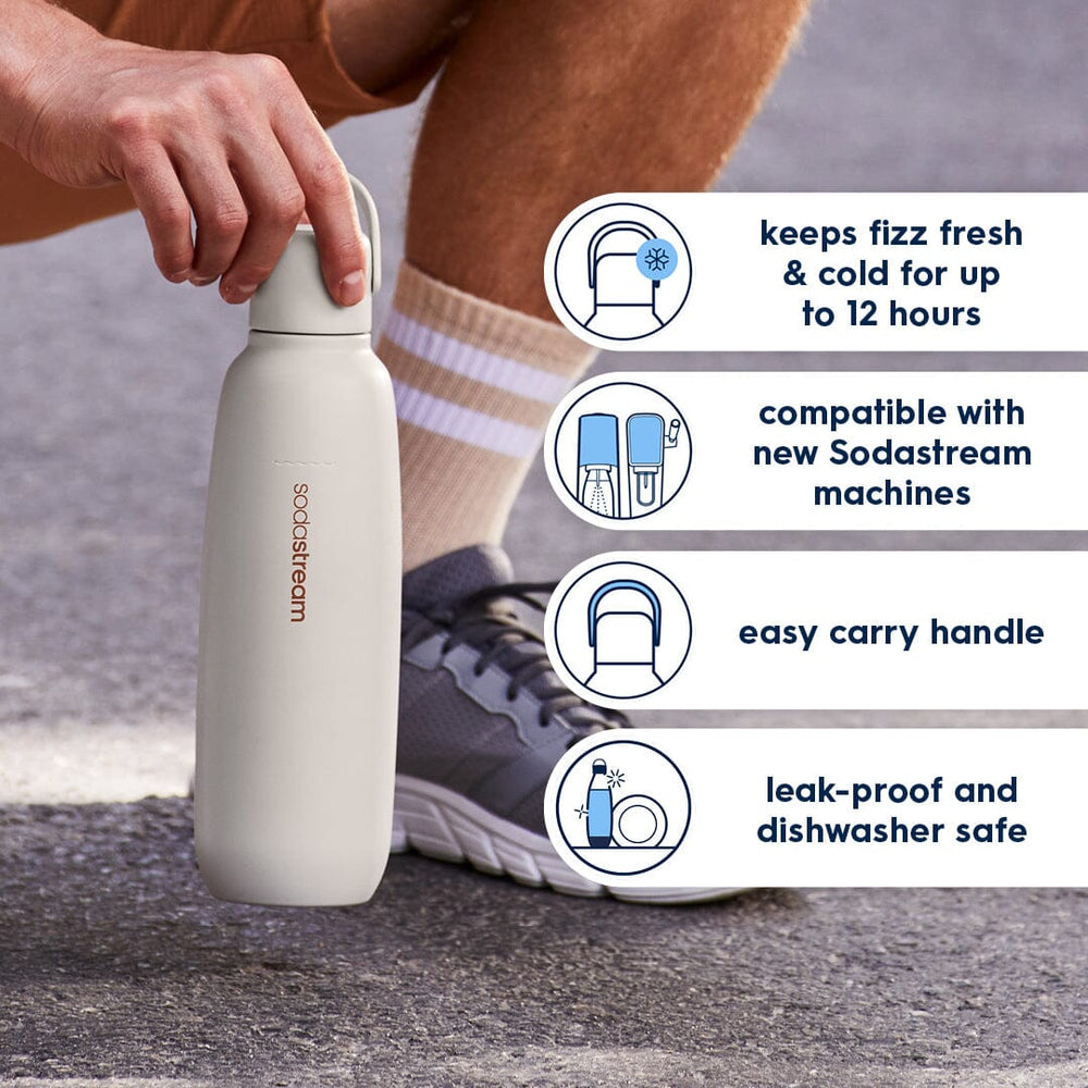 Sodastream Fizz & Go™ Insulated Stainless Steel Sparkling Water Bottle Sand 0.9L
