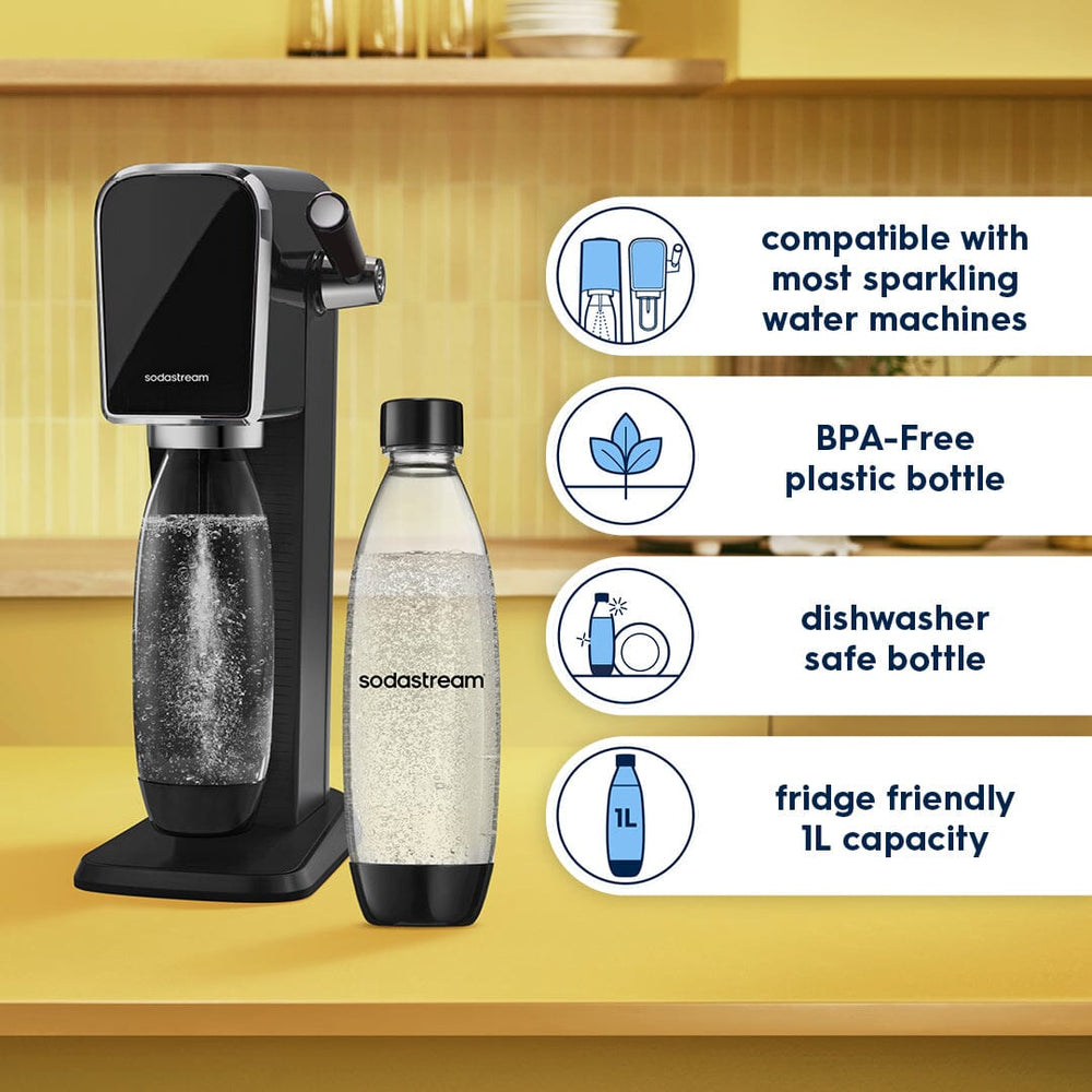 Sodastream Slim Sparkling Water Bottle Twin Pack Black 1L