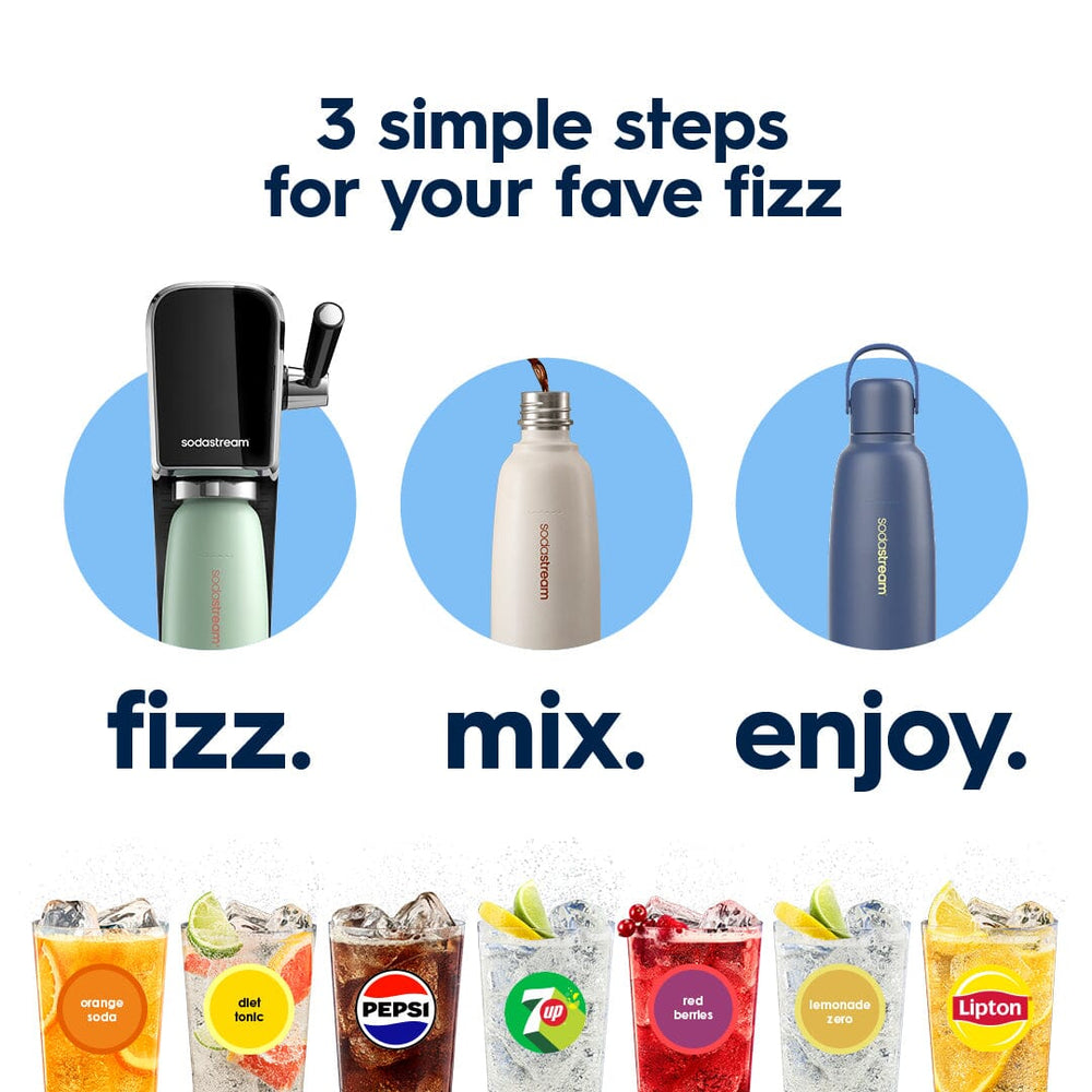 Sodastream Fizz & Go™ Insulated Stainless Steel Sparkling Water Bottle Storm Blue 0.9L