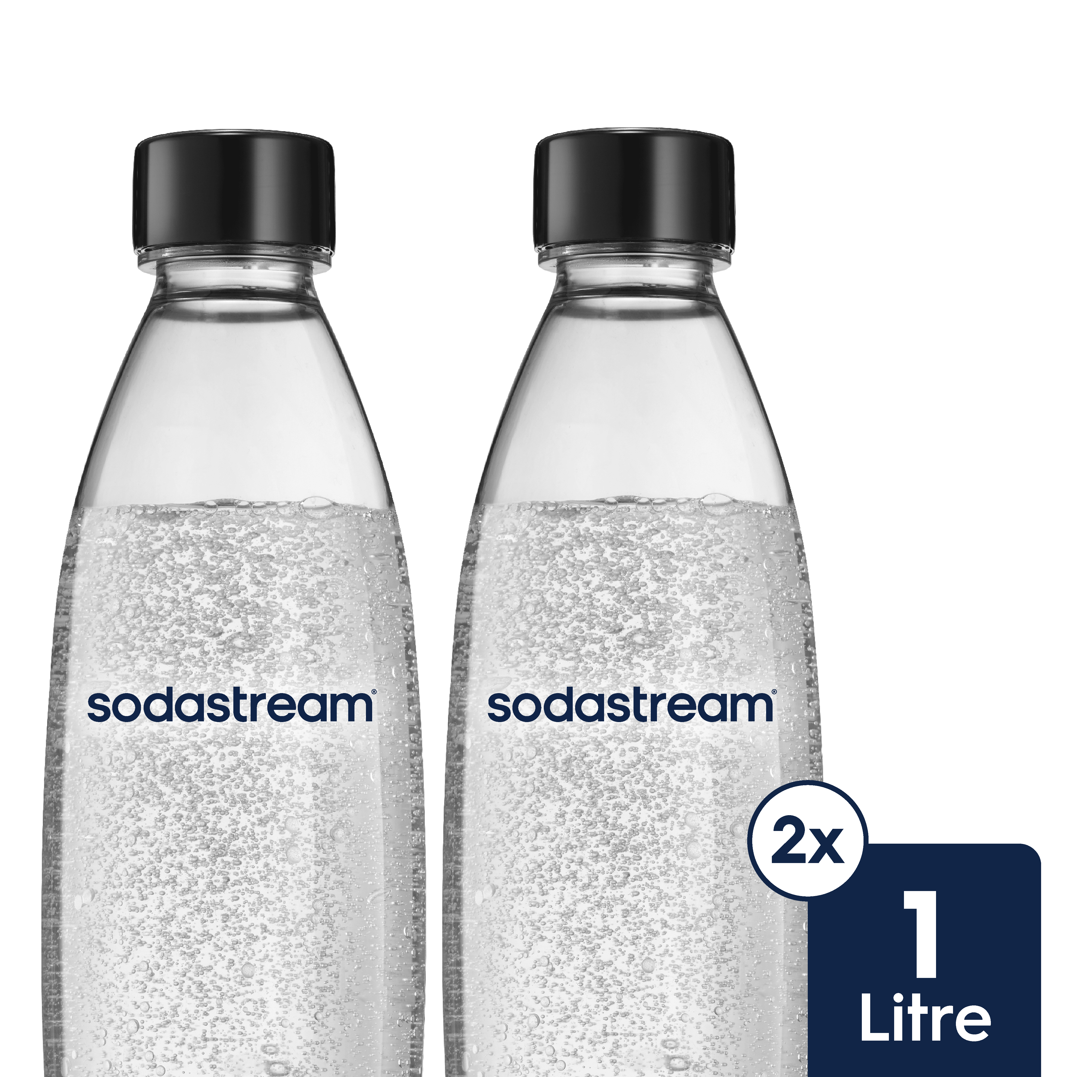 SodaStream 1L Slim Dishwasher Safe Bottles Twin Pack - Black