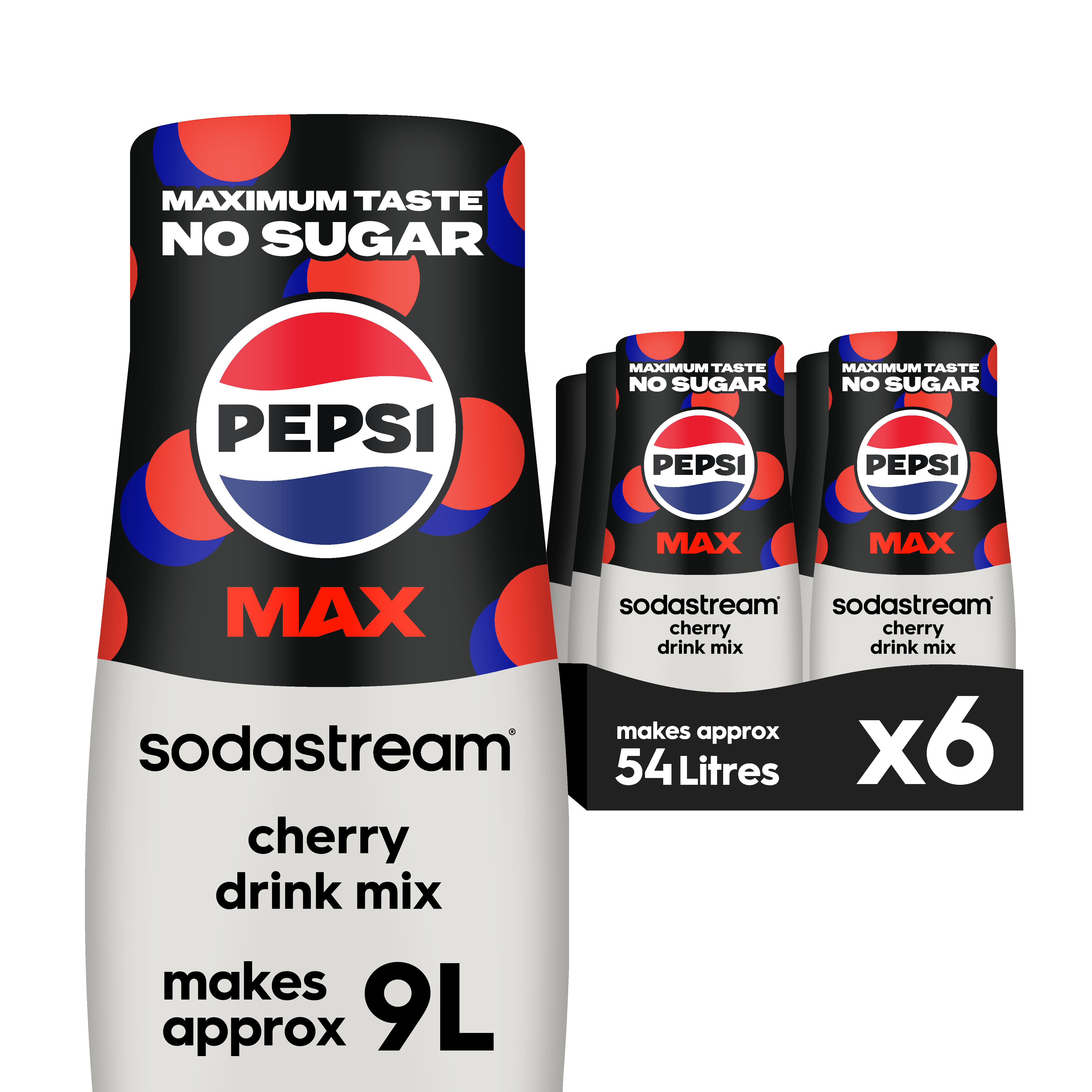 SodaStream Pepsi Max Cherry Syrup Drink Mix 6 x 440ml Multipack Syrup sodastream