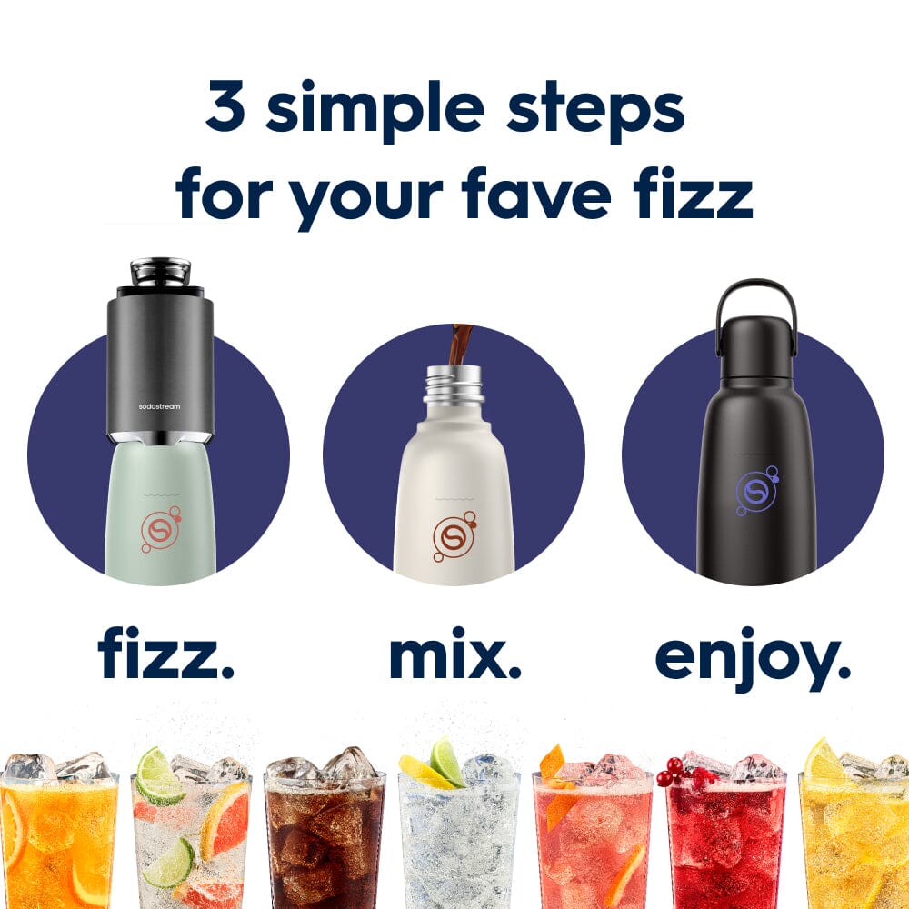 Sodastream Fizz & Go® Insulated Stainless Steel Sparkling Water Bottle Black 0.9L – 5