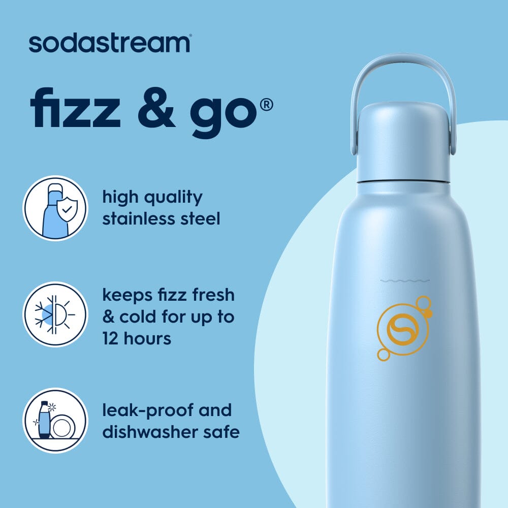 Sodastream Fizz & Go® Insulated Stainless Steel Sparkling Water Bottle Twin Pack Ice & Lemon Zest 2 x 0.9L – 2