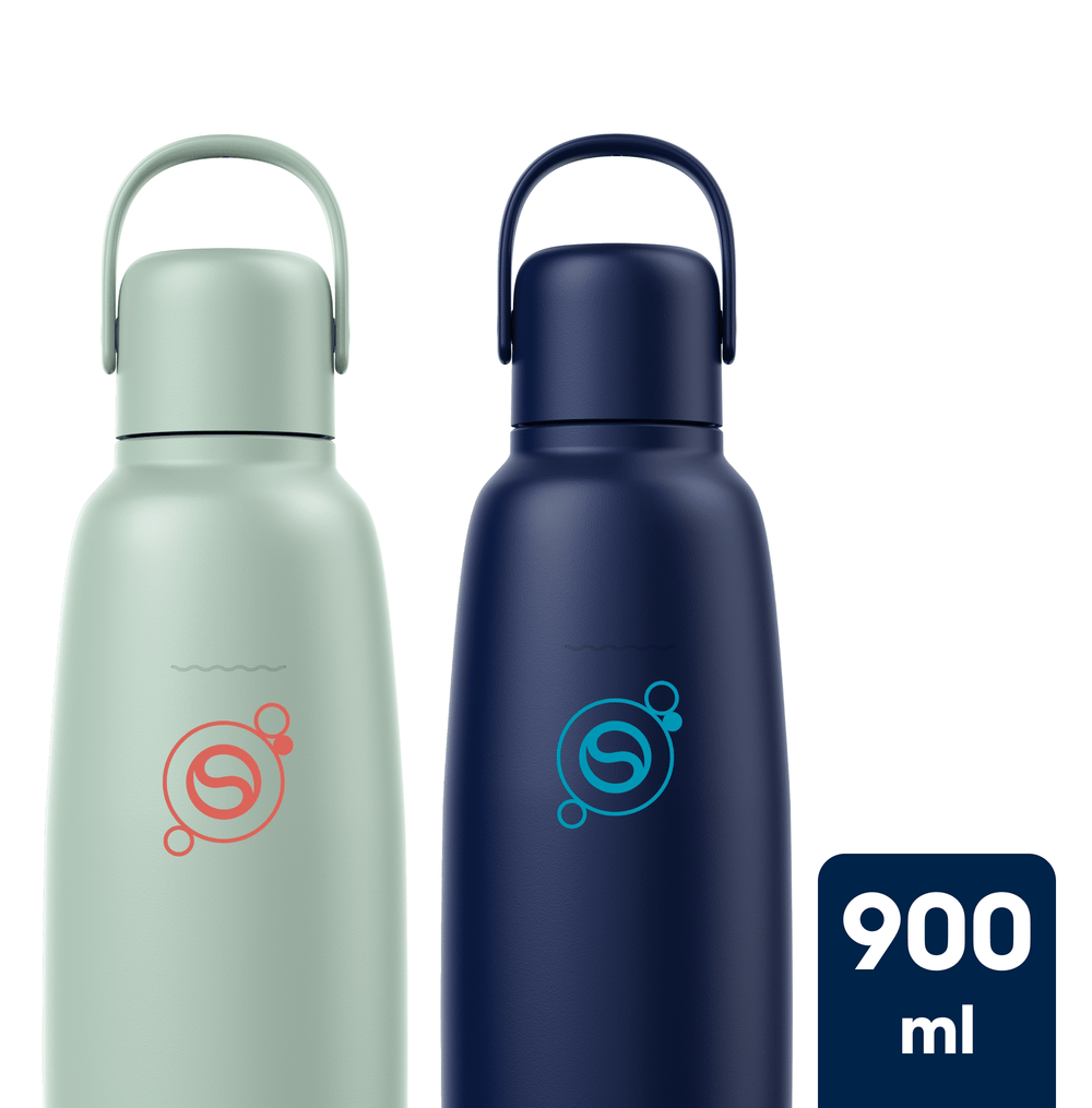 Sodastream Fizz & Go® Insulated Stainless Steel Sparkling Water Bottle Twin Pack Mint & Storm 2 x 0.9L – 1