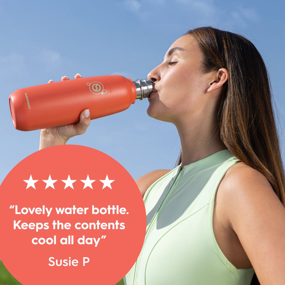 Sodastream Fizz & Go® Insulated Stainless Steel Sparkling Water Bottle Twin Pack Black & Papaya 2 x 0.9L – 4