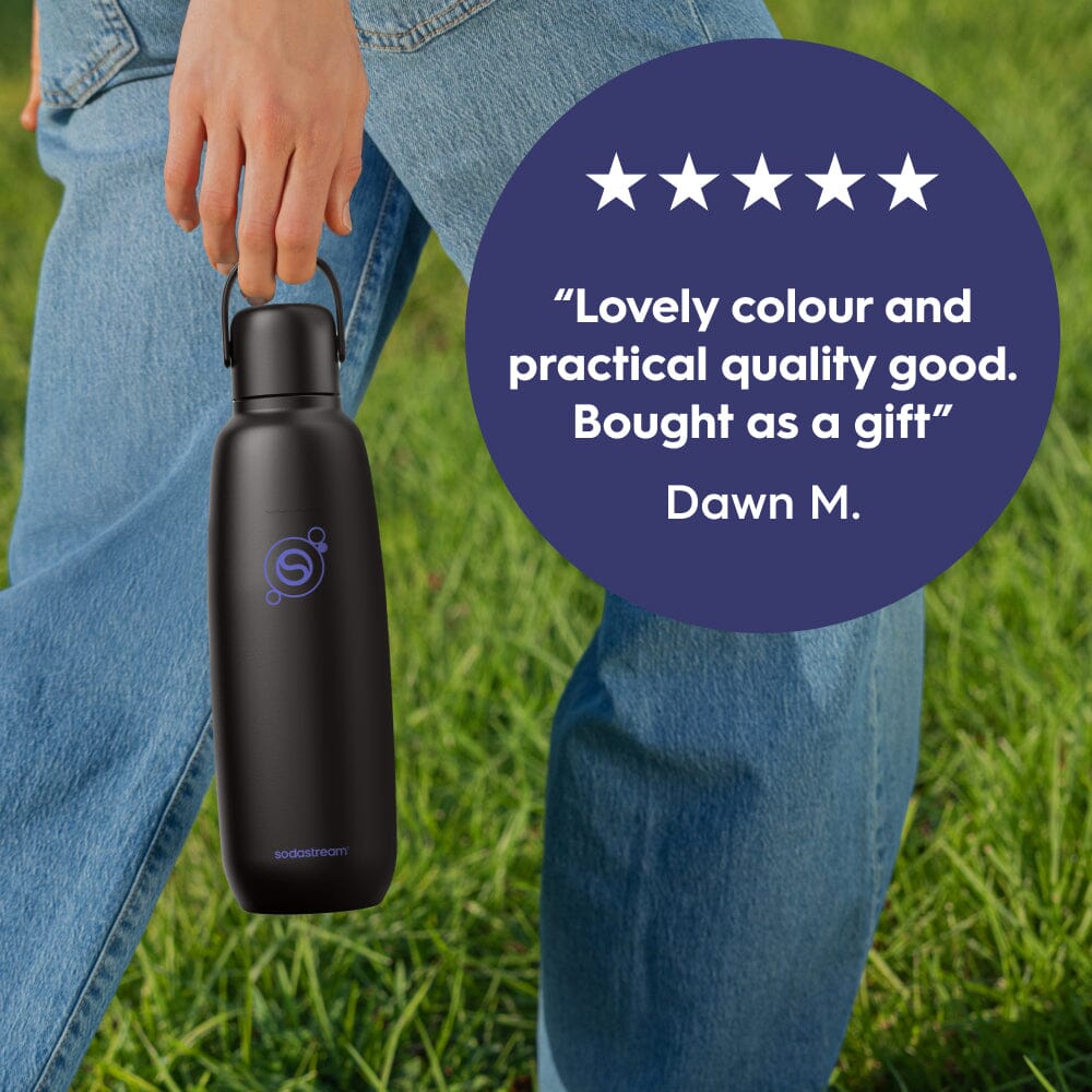 Sodastream Fizz & Go® Insulated Stainless Steel Sparkling Water Bottle Black 0.9L