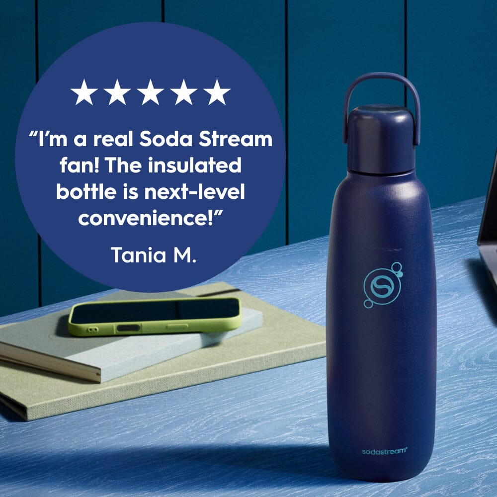 Sodastream Fizz & Go® Insulated Stainless Steel Sparkling Water Bottle Blueberry 0.9L