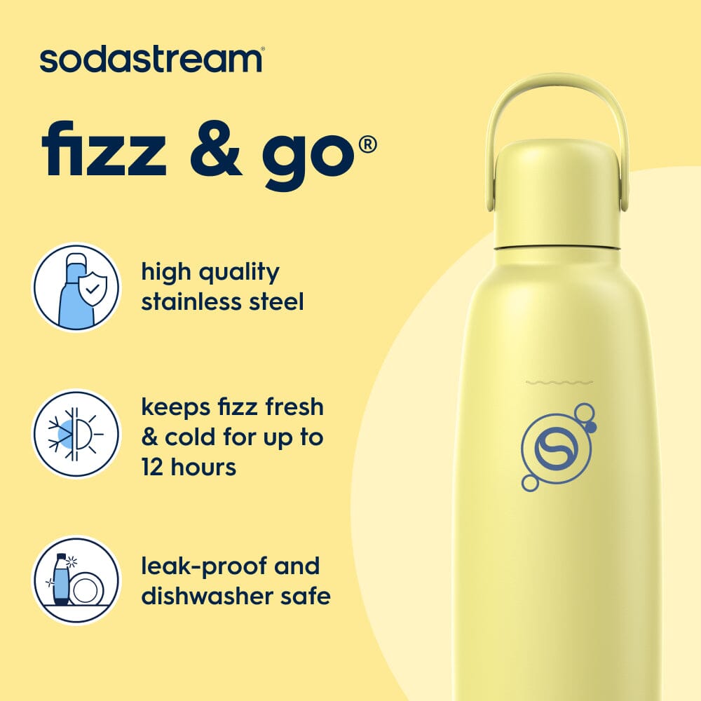 Sodastream Fizz & Go® Insulated Stainless Steel Sparkling Water Bottle Lemon Zest 0.9L