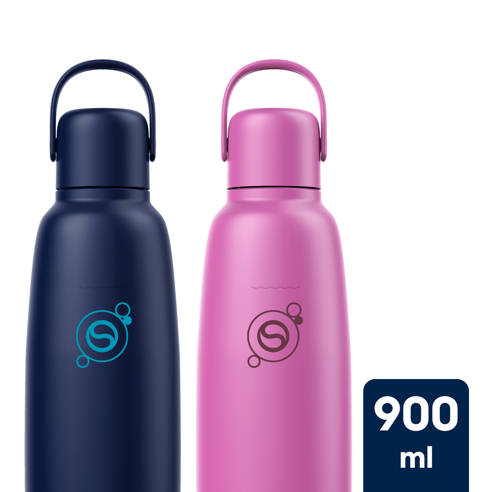Sodastream Fizz & Go® Insulated Stainless Steel Sparkling Water Bottle Twin Pack Guava & Blueberry 2 x 0.9L – 1