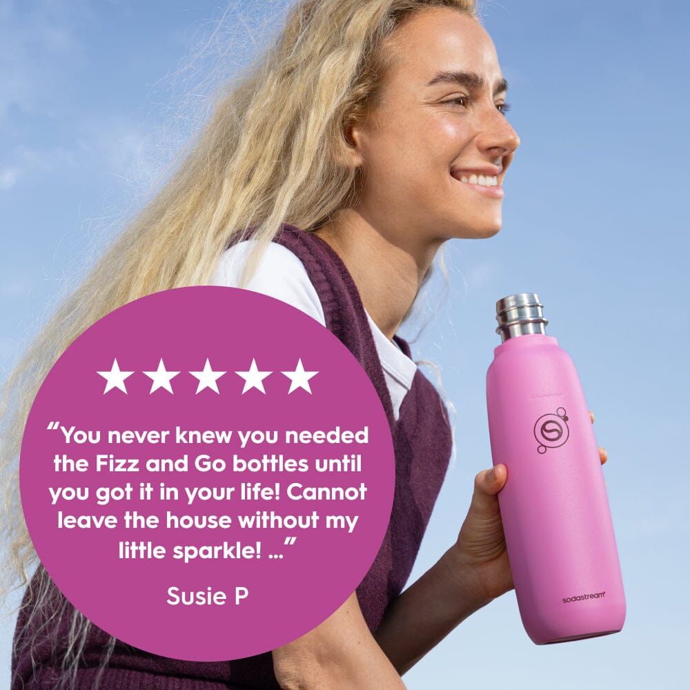 Sodastream Fizz & Go® Insulated Stainless Steel Sparkling Water Bottle Twin Pack Guava & Blueberry 2 x 0.9L – 4