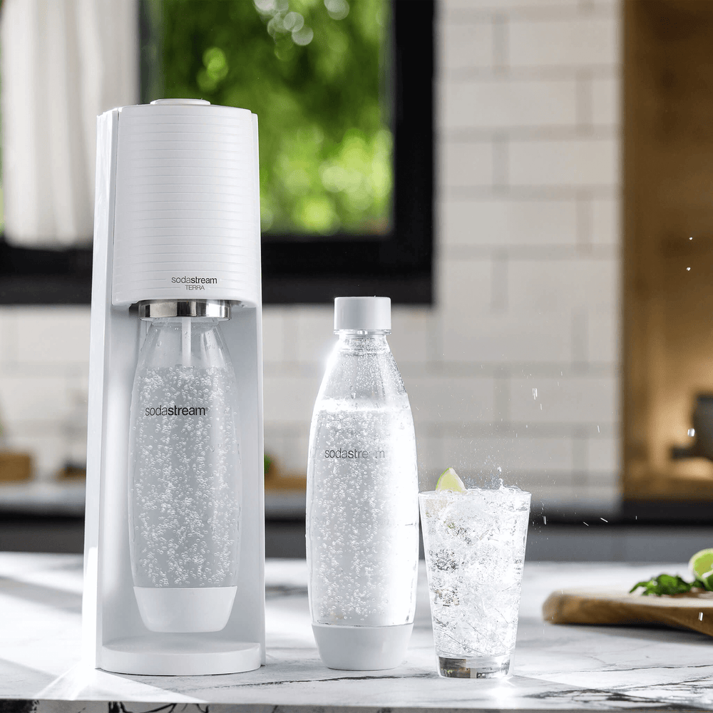 sodastream terra white sparkling water machine